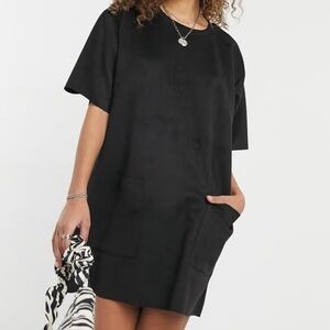 ASOS DESIGN Black t-shirt suede dress